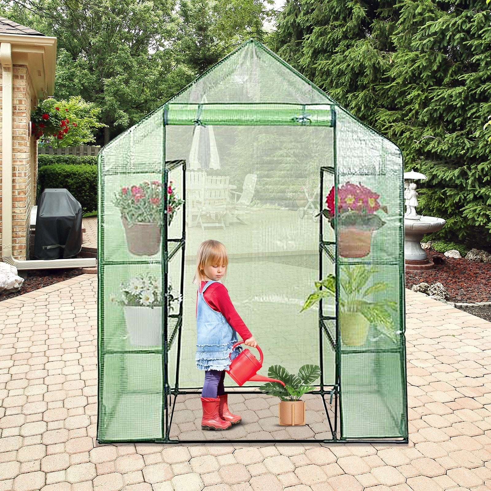 Mini Portable 4 Tier 8 Shelves Walk-in Plant Greenhouse Doba